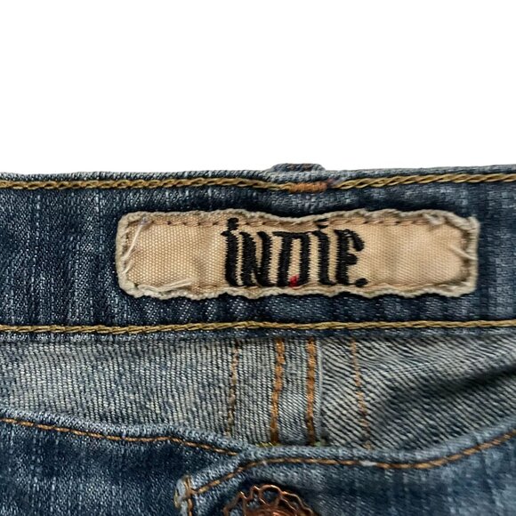 Indie Denim Embroidered Distressed Bootcut Jeans Women W29 Blue Western Countryg - Picture 6 of 16